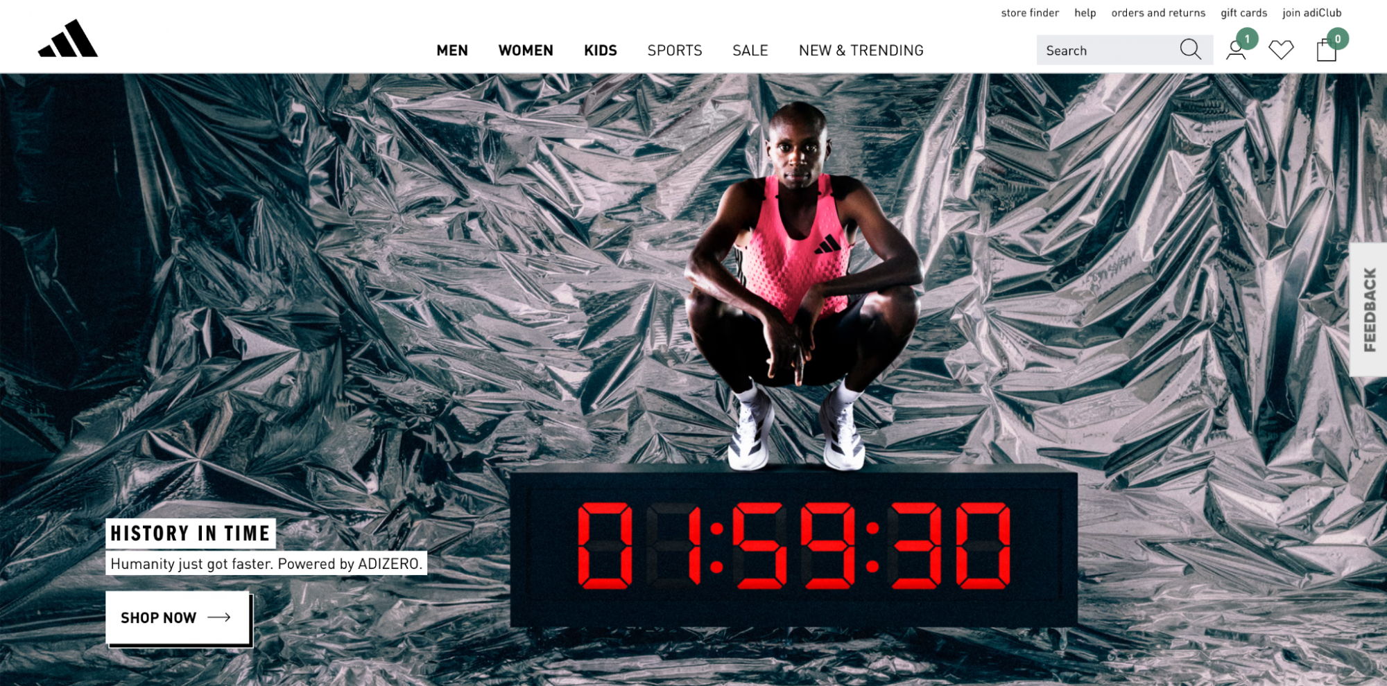direct distribution example Adidas website