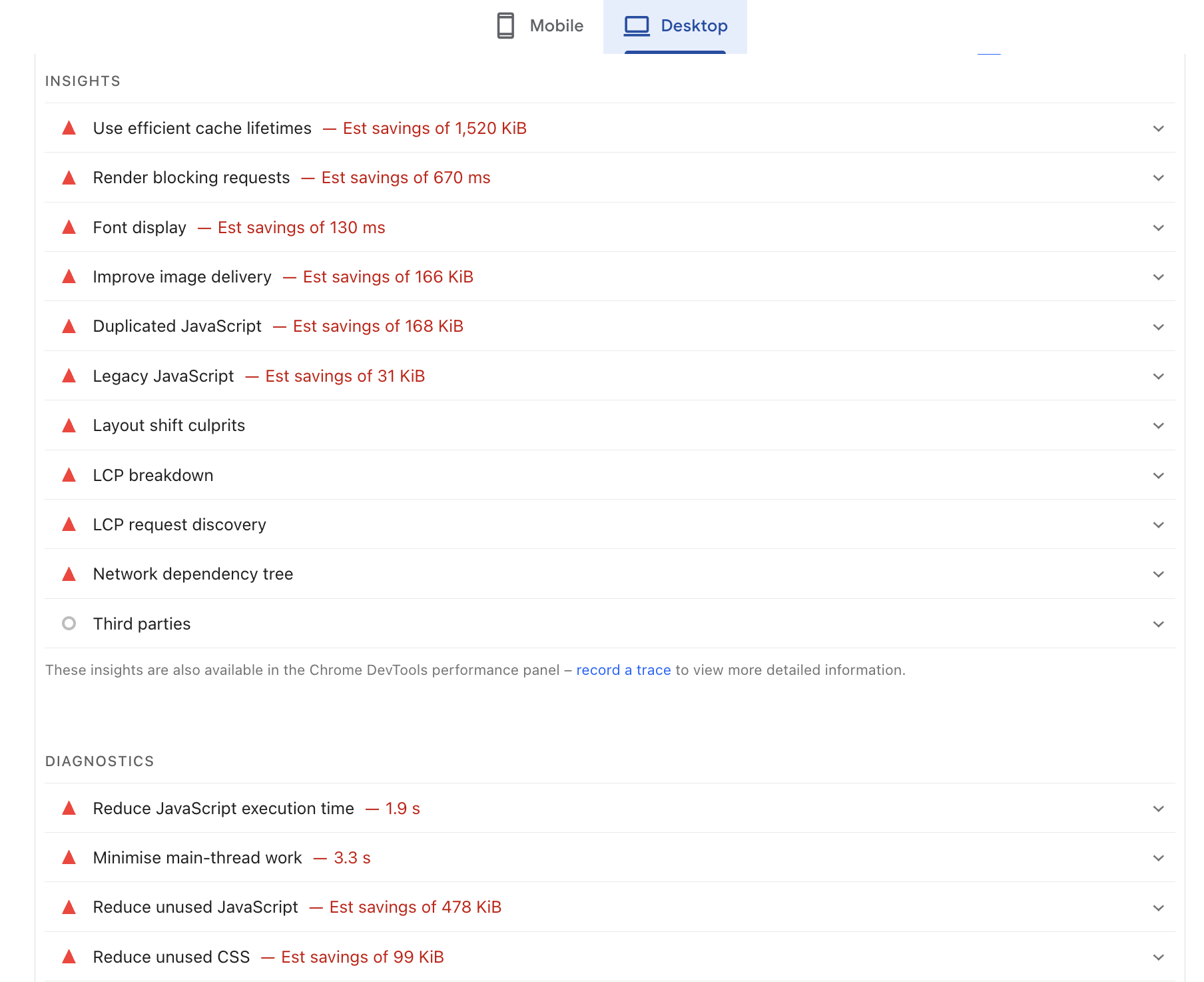 PageSpeed Insights suggested fixes