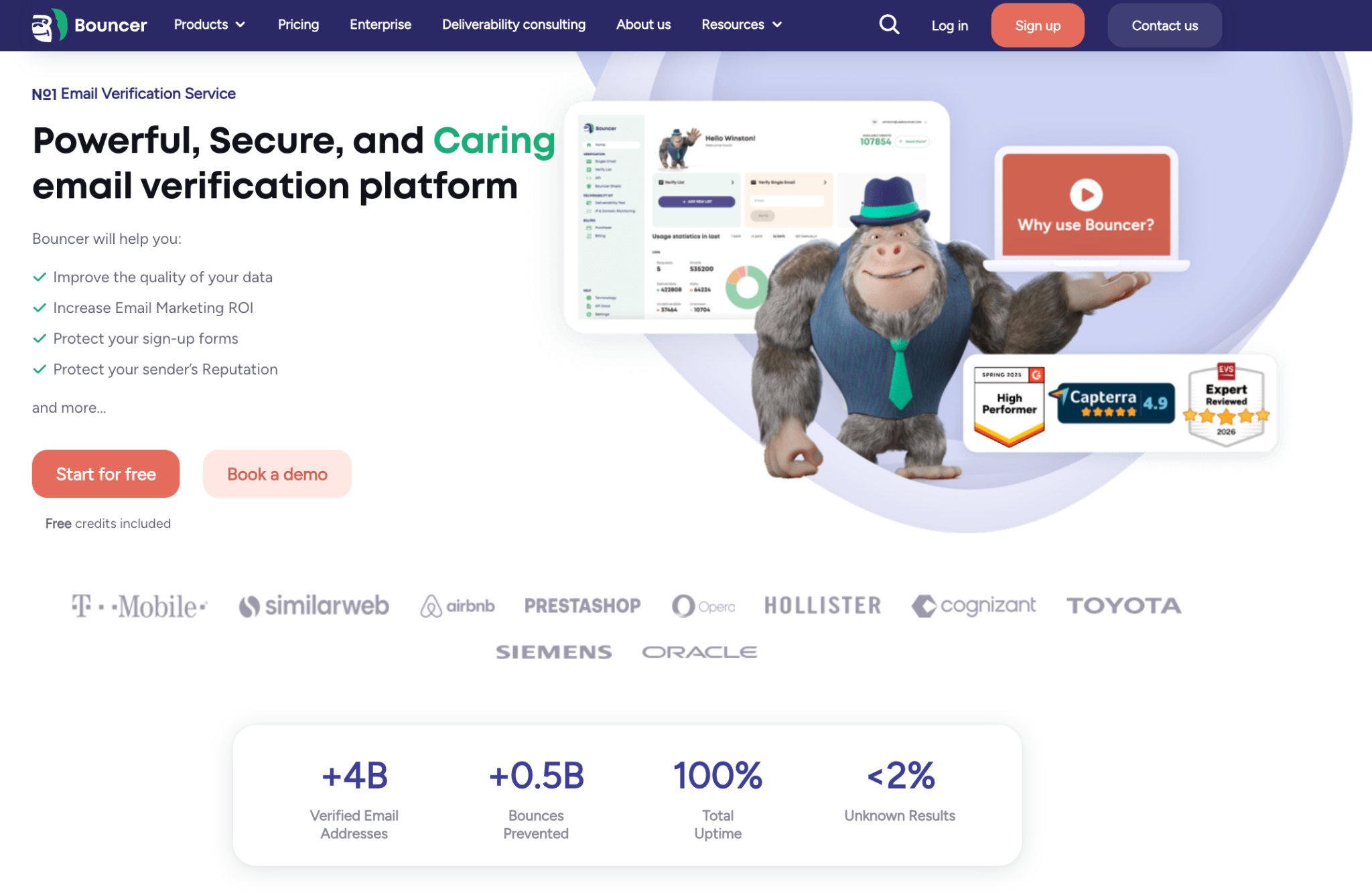 Bouncer home page one of the best email deliverability tools