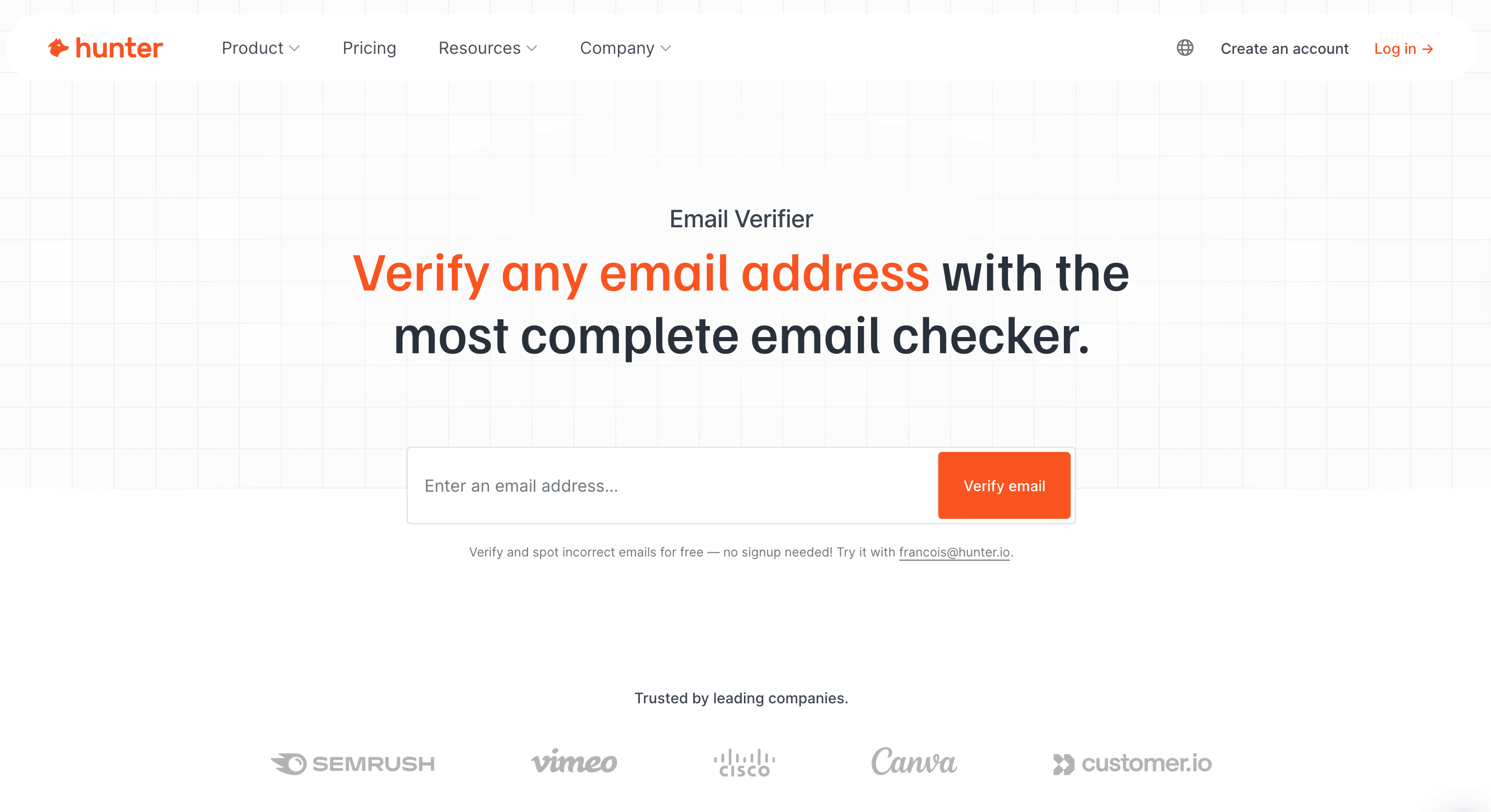 Hunter Email Verifier Free email checker to improve email deliverability