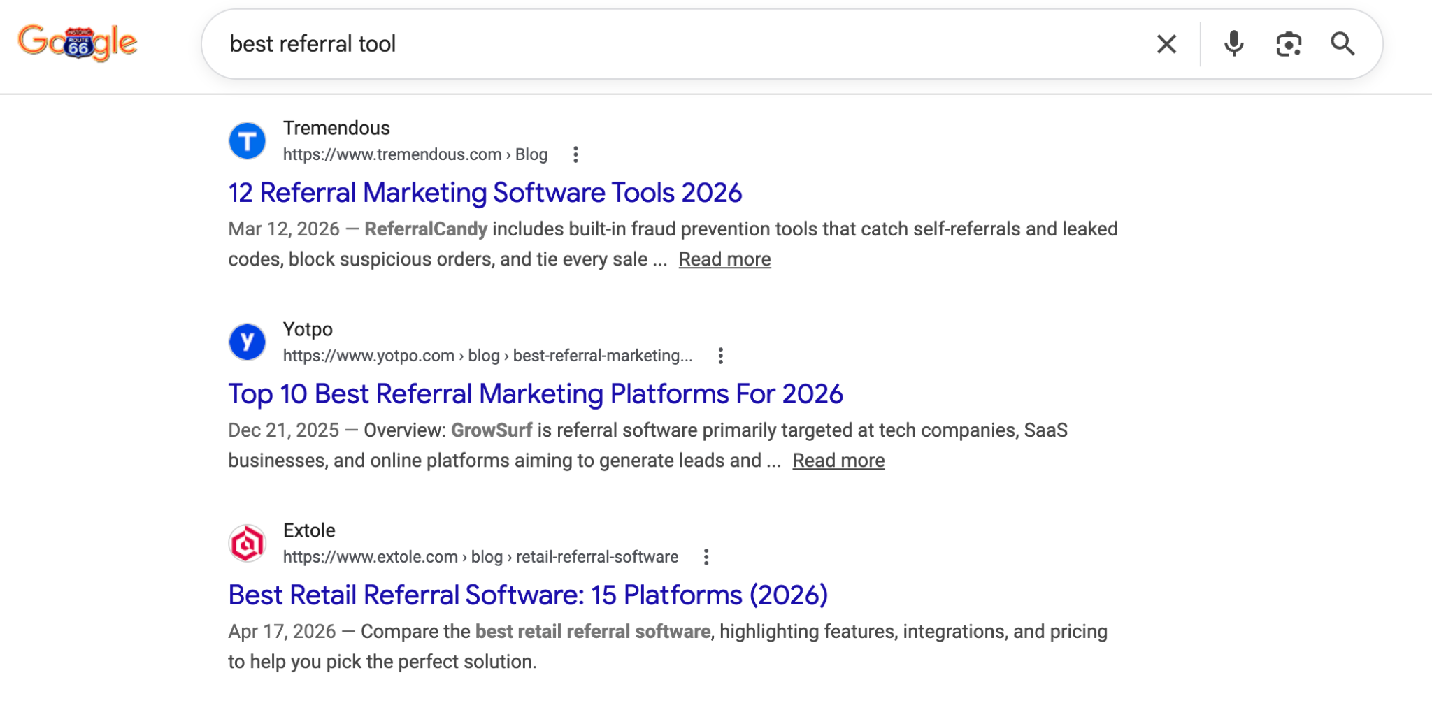 best referral tool in search results