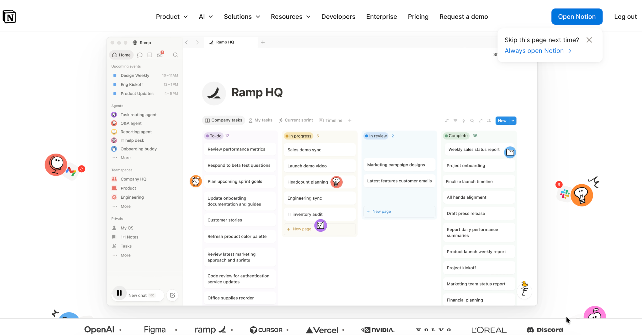 Notion AI for editorial calendars and marketing content planning