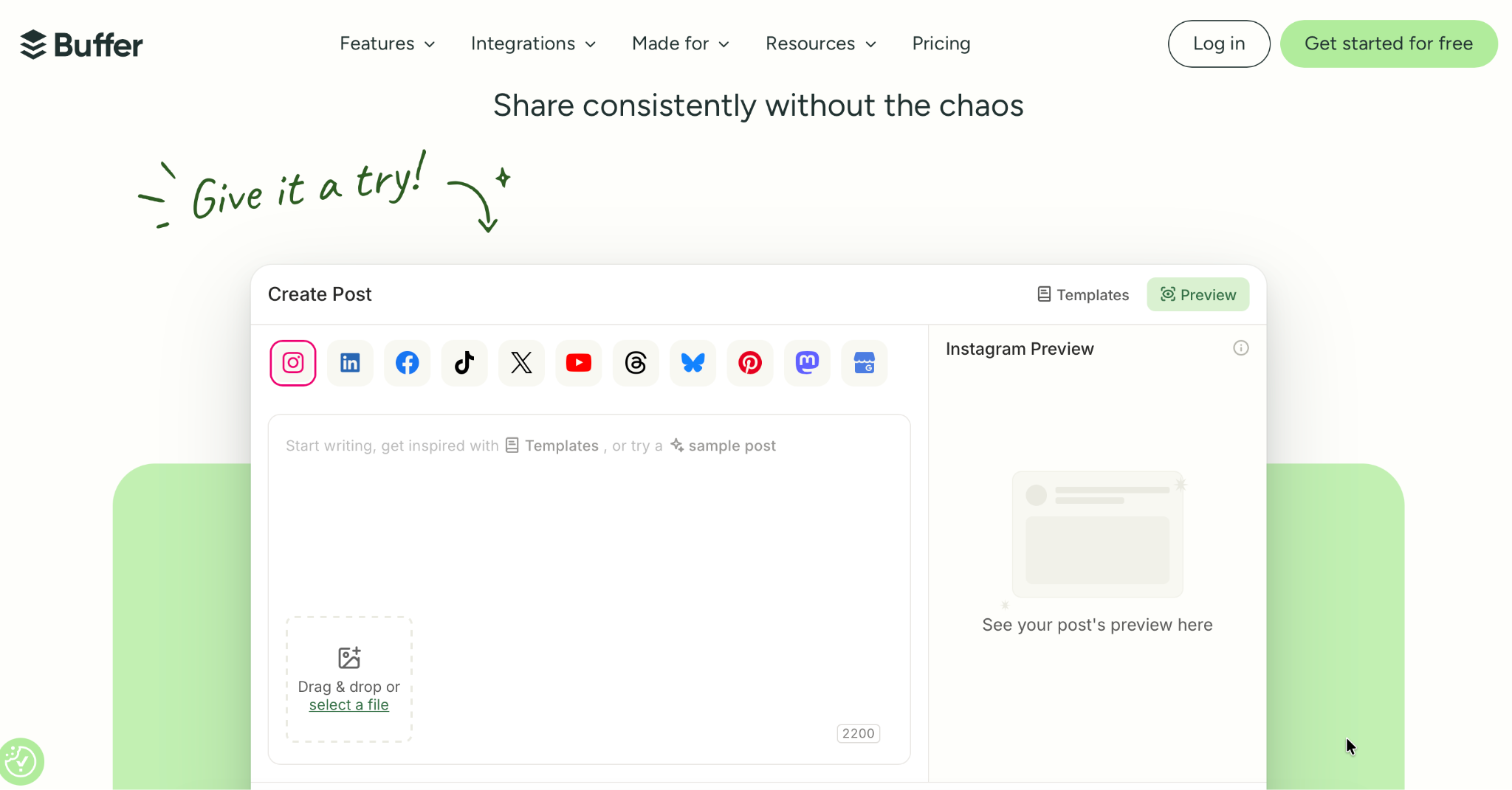 Buffer social media tool for scheduling posts across multiple platforms