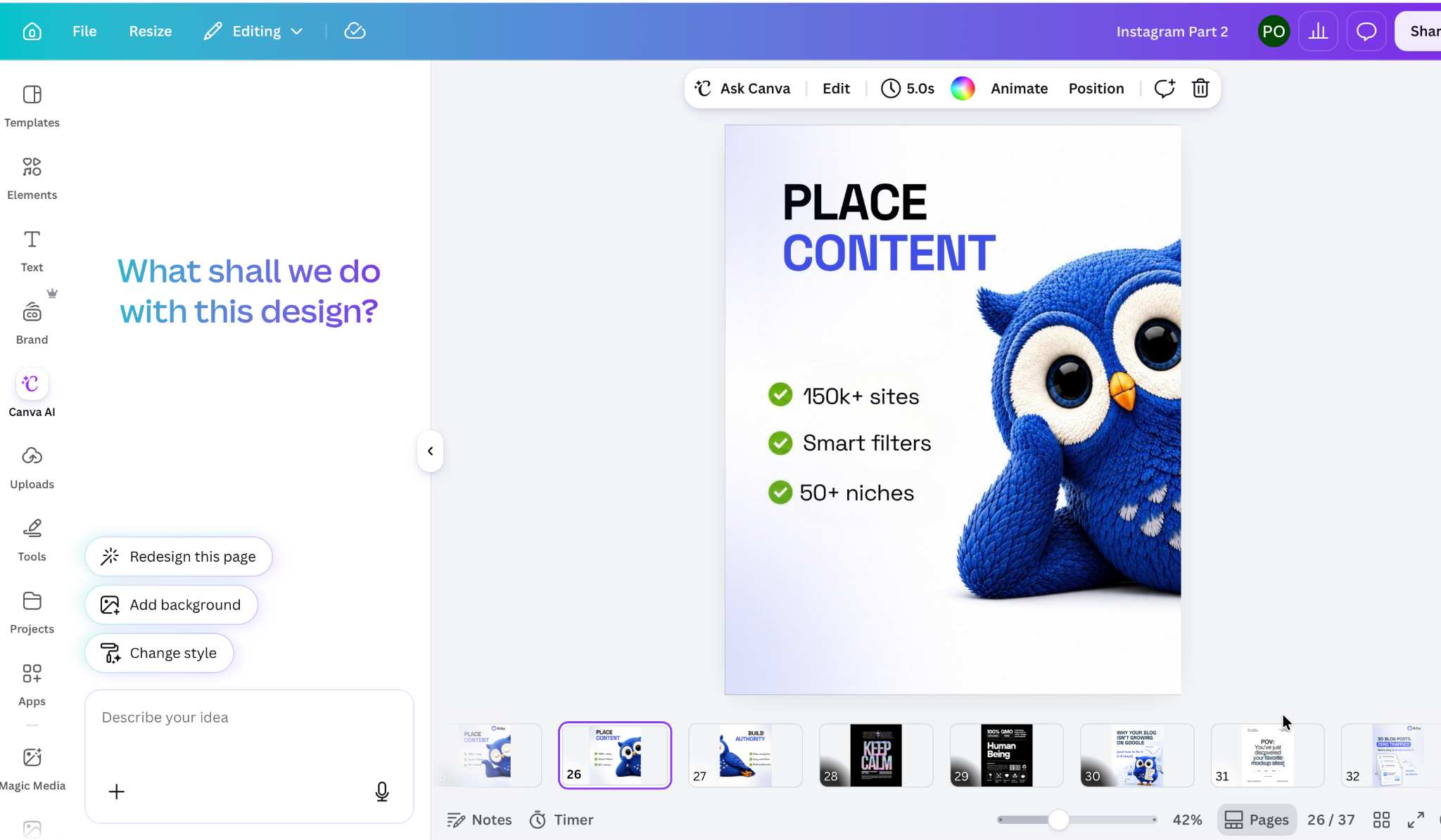 Canva AI Magic Design for social media posts and brand templates