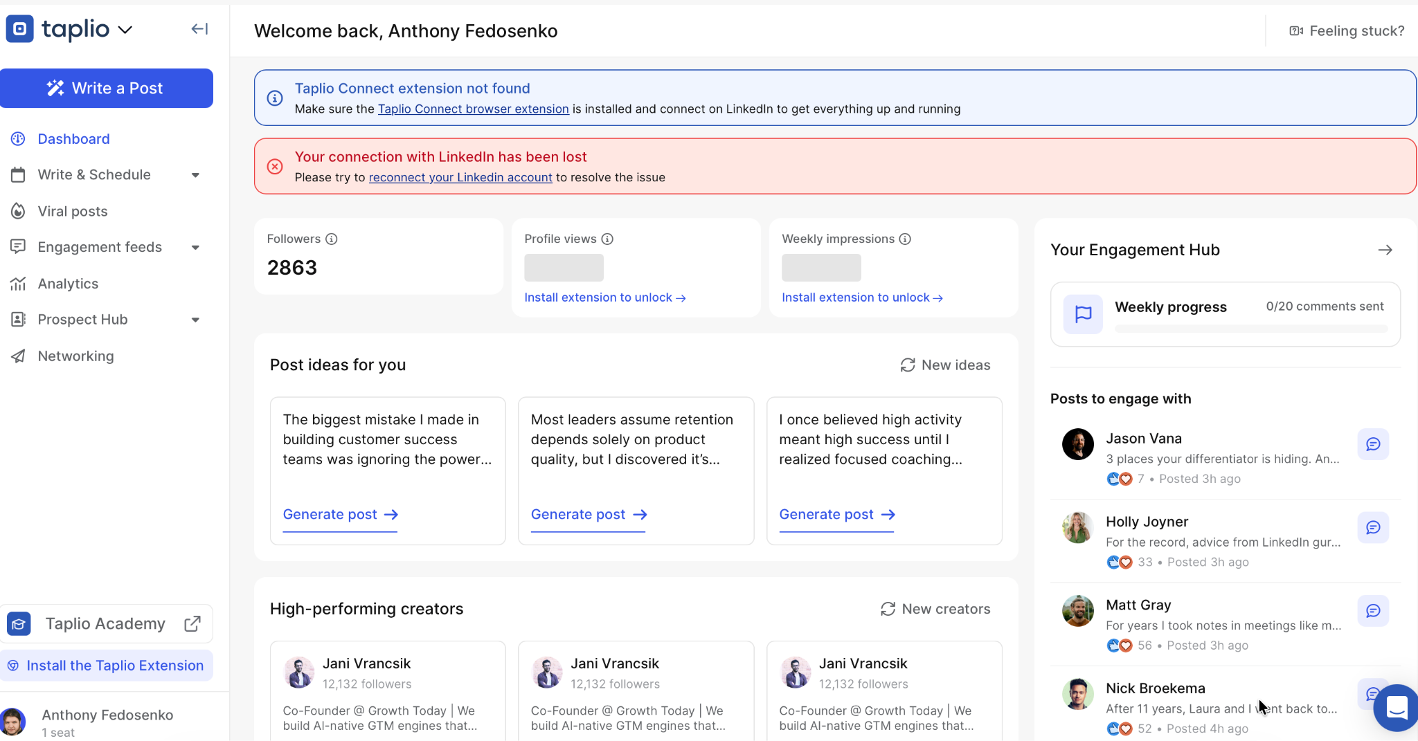 Taplio AI tool for LinkedIn content planning and post scheduling