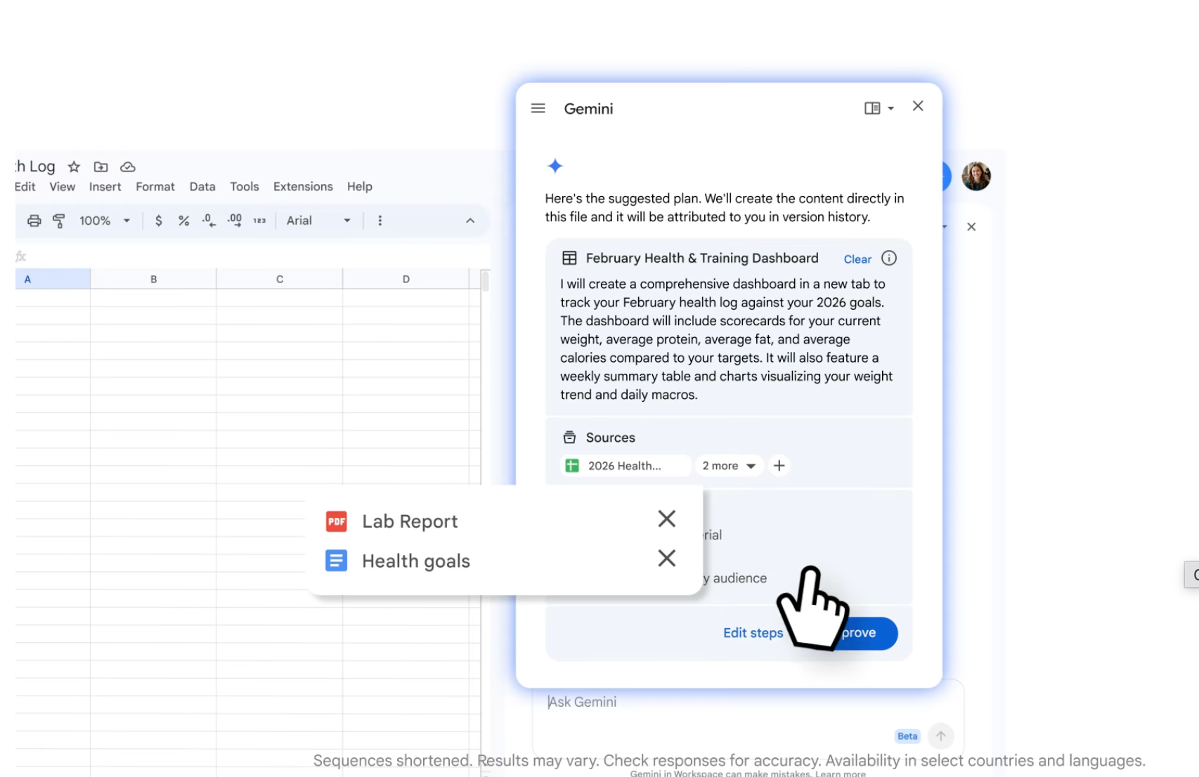 Google Gemini AI integrated with Docs and Sheets for content creation