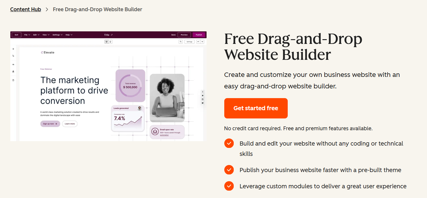 Hubspot website builder as one of the best cms for seo