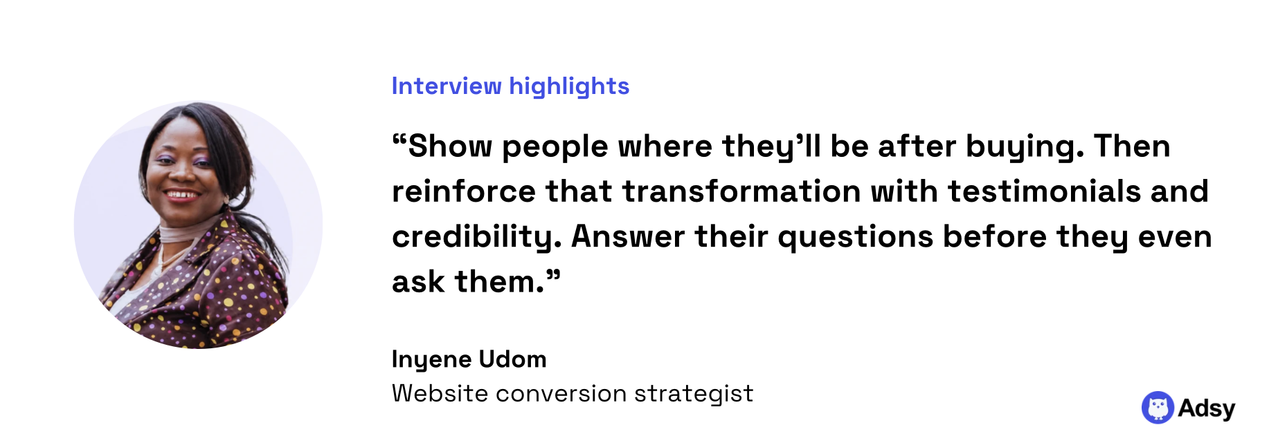 Inyene Udom quote: focus on the transformation