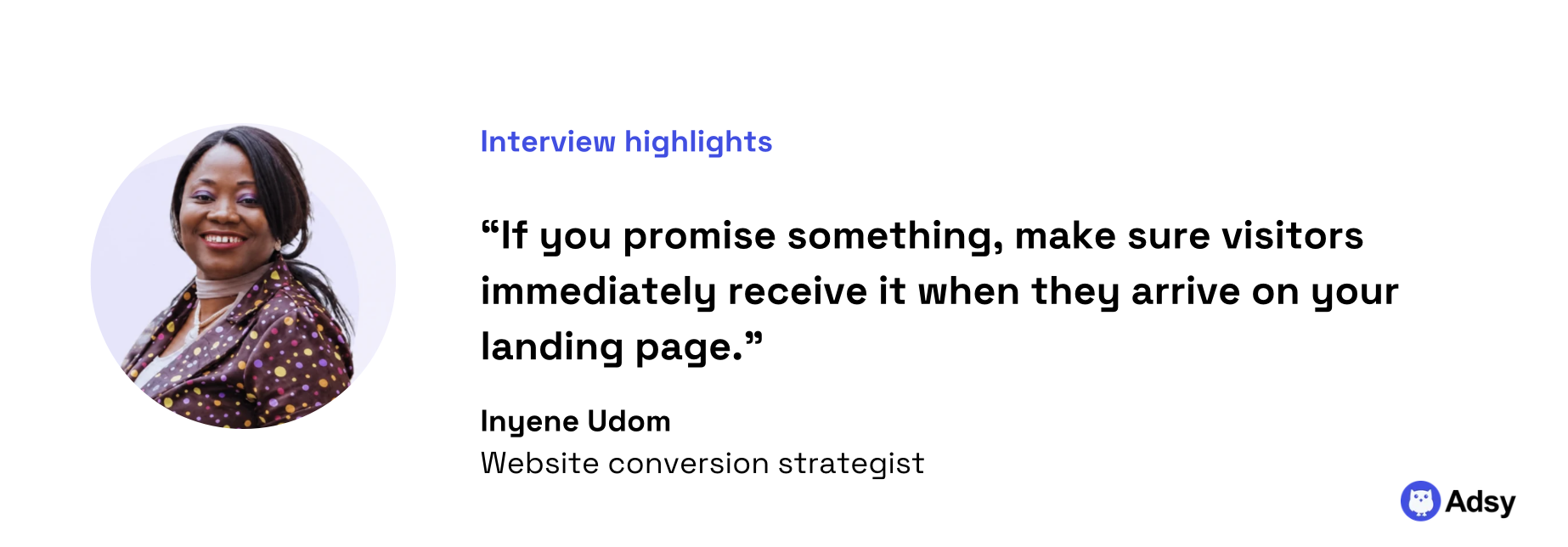Inyene Udom quote: landing page