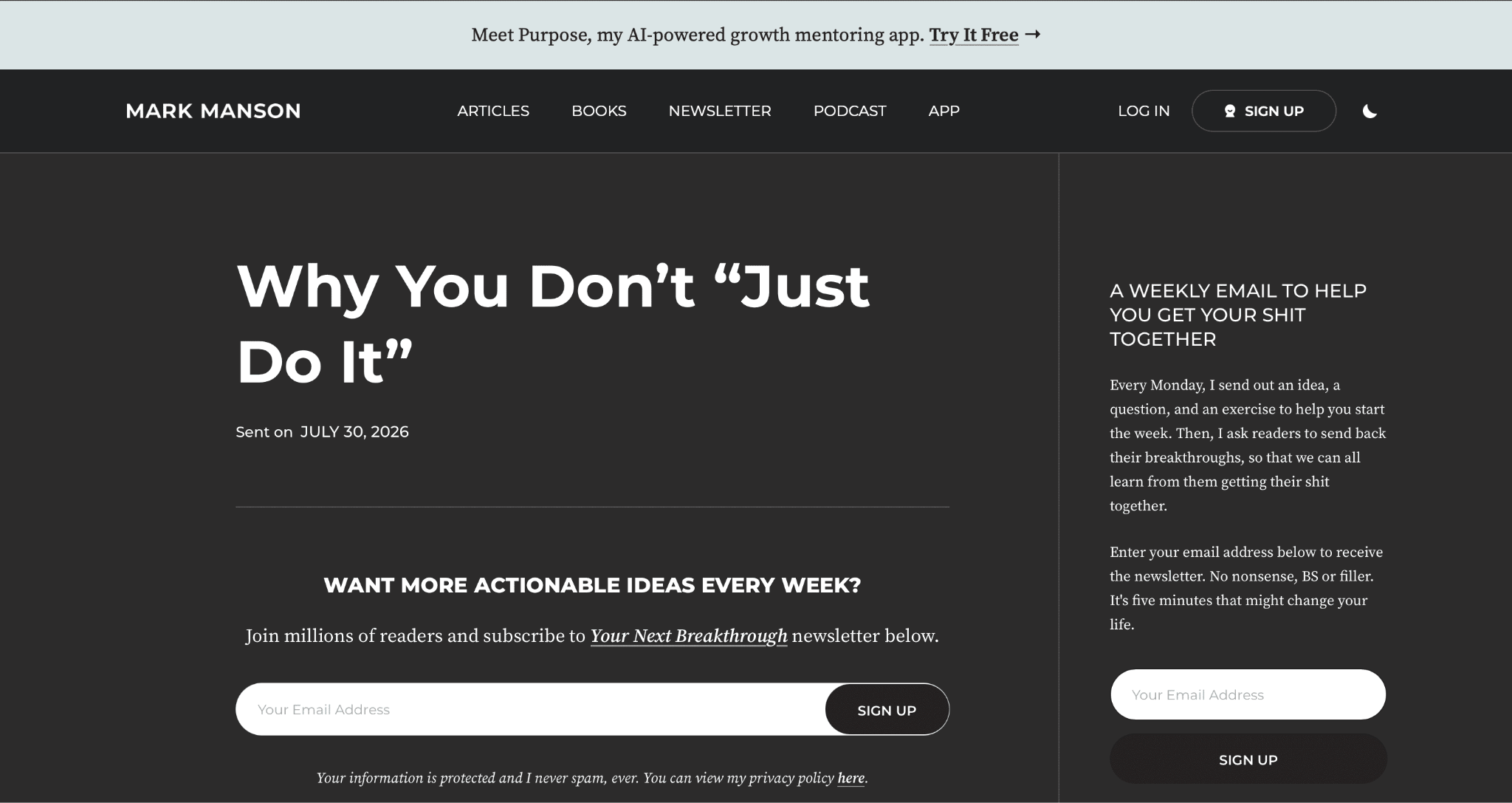 newsletter's page