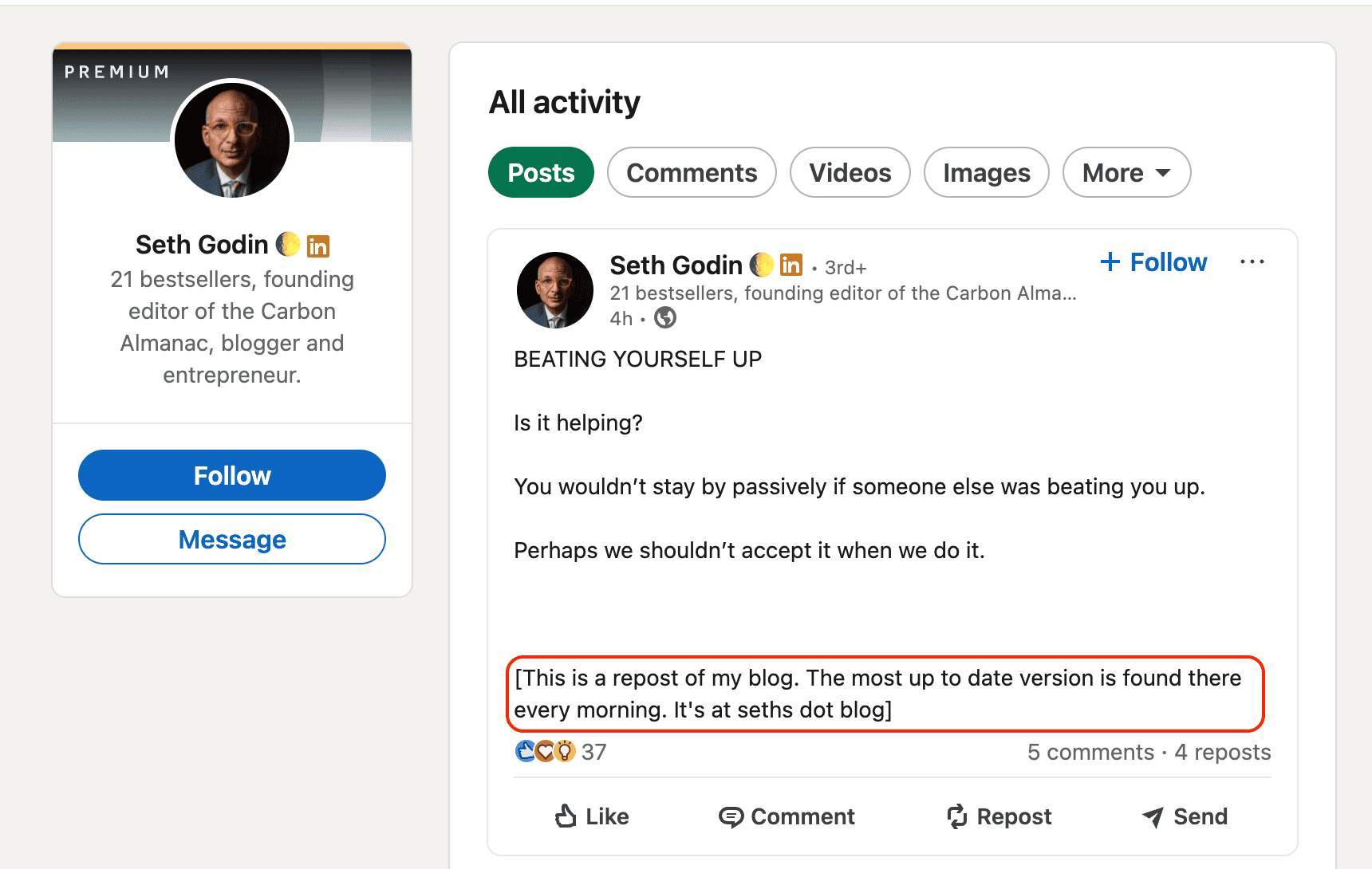 Seth Gordin's LinkedIn