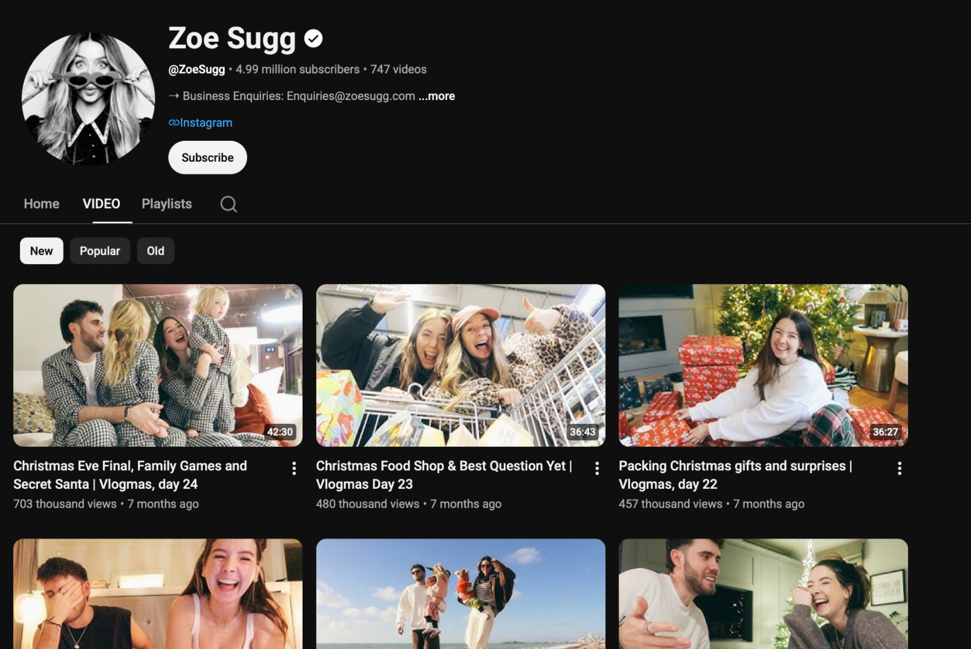 Zoe Sugg's YouTube