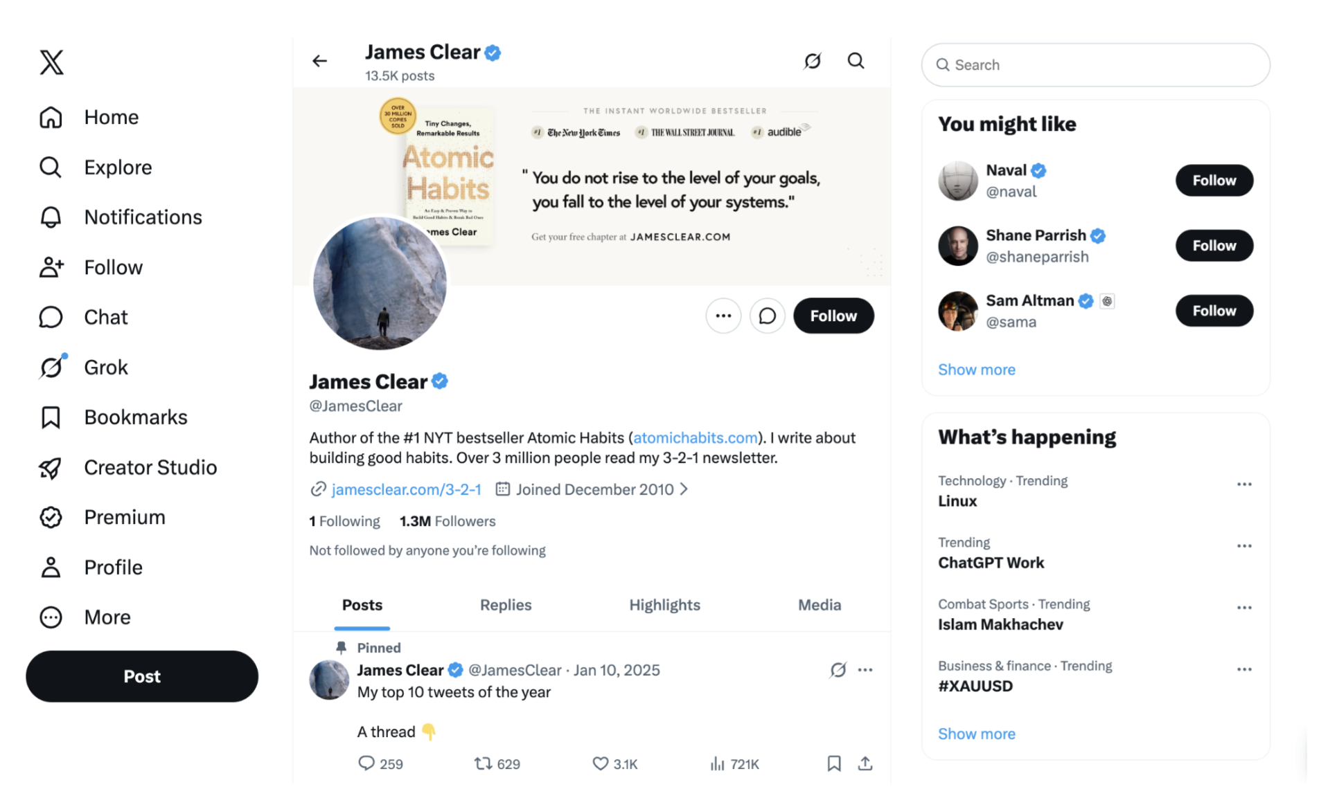James Clear's Twitter