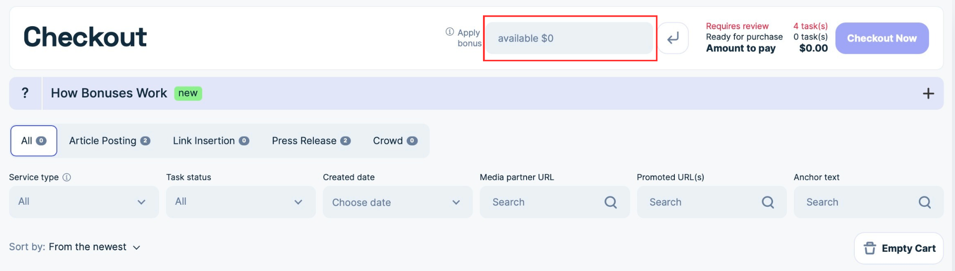 Available bonus
