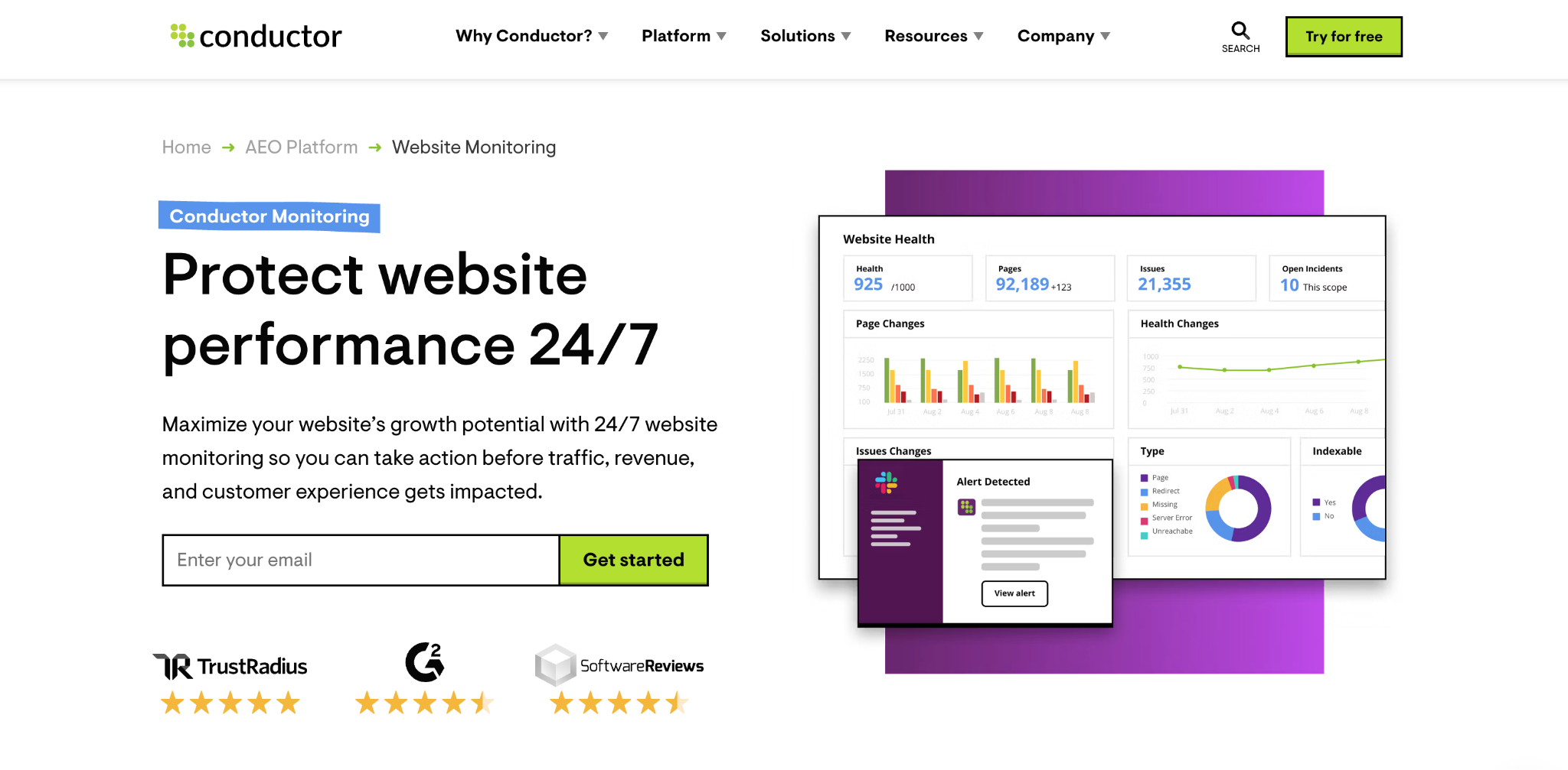 Conductor website monitoring