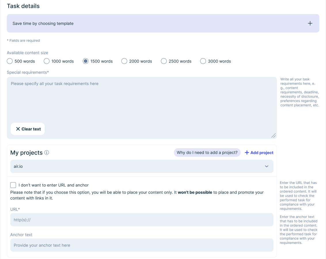 Task details
