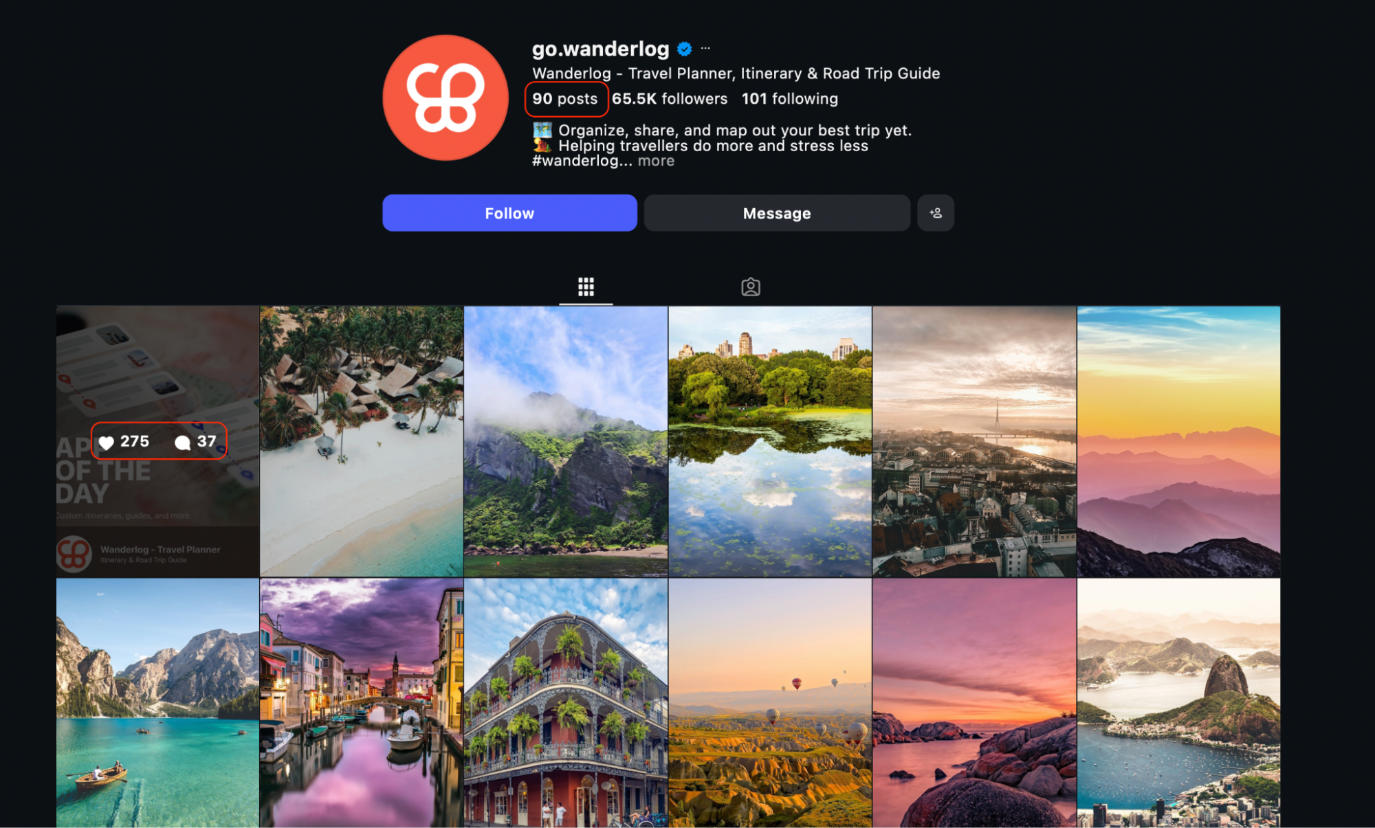 wanderlog Instagram 