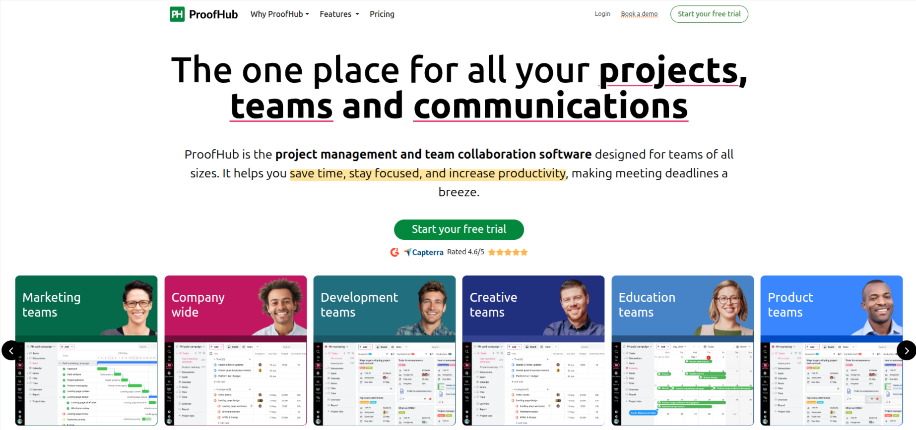 ProofHub home page