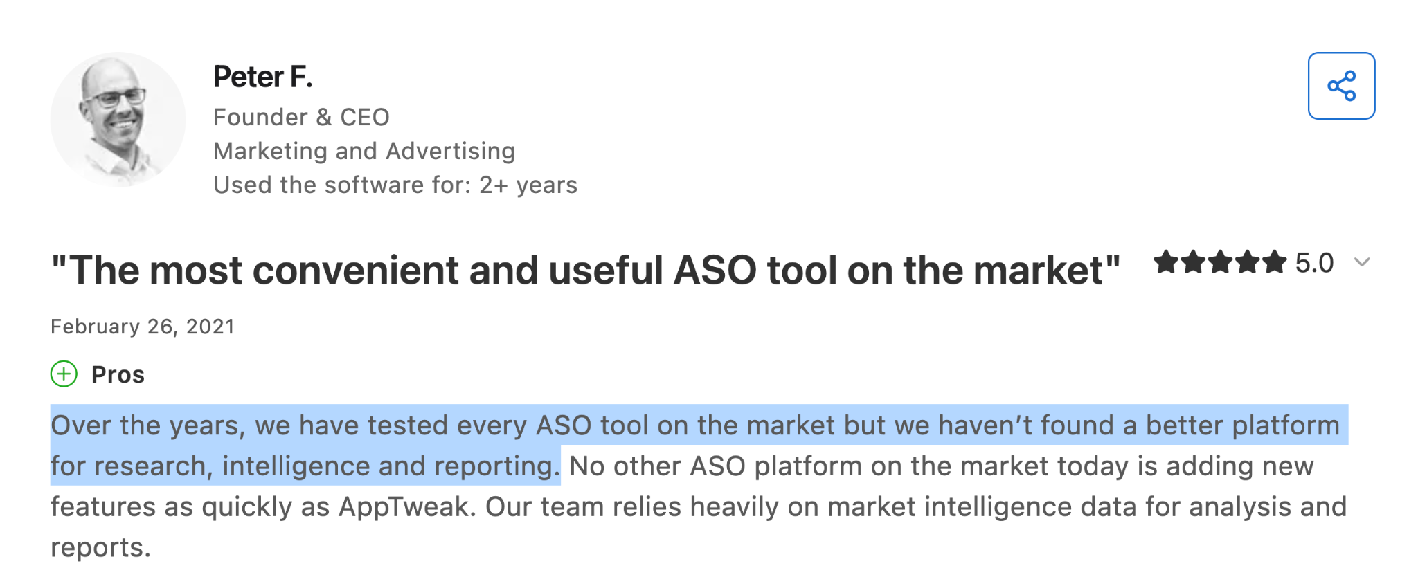 AppTweak reviews