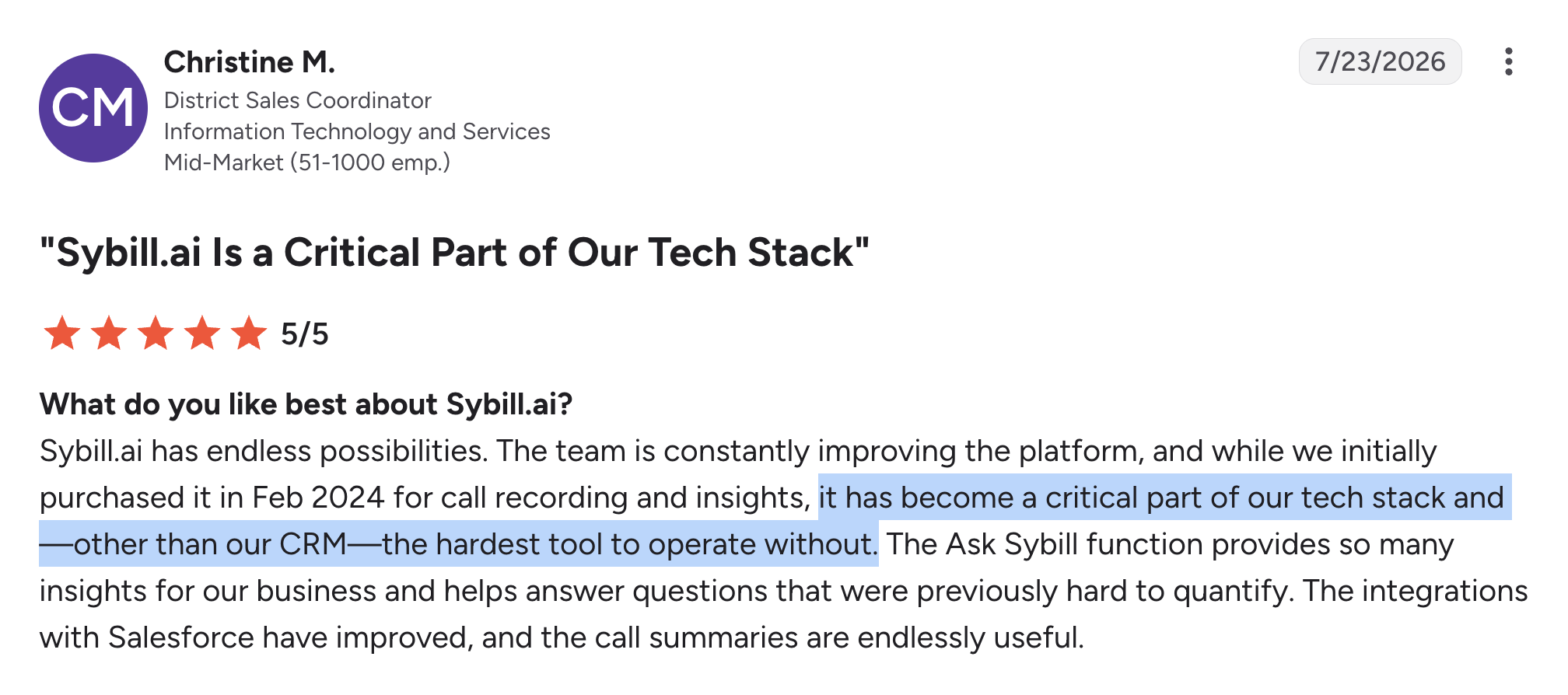 Sybill reviews