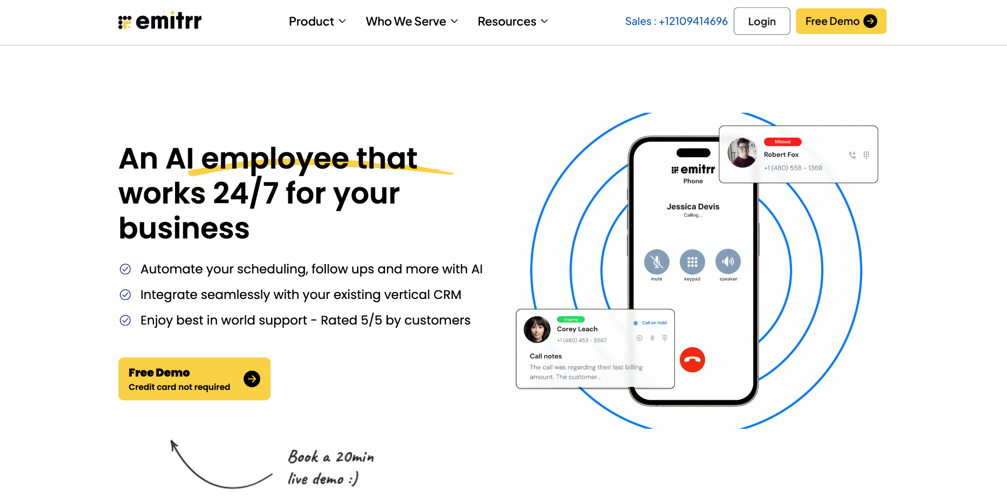 Emitrr AI tool for calls and messaging automation