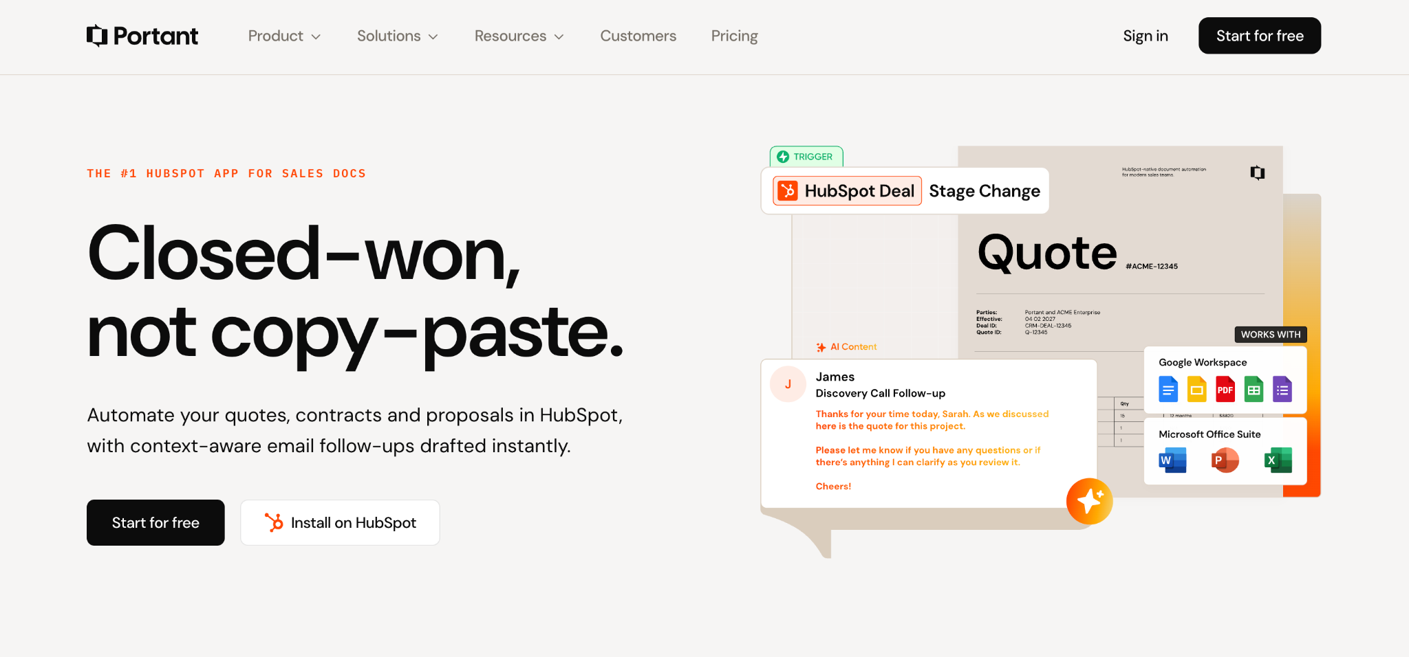 Portant AI document automation tool for HubSpot