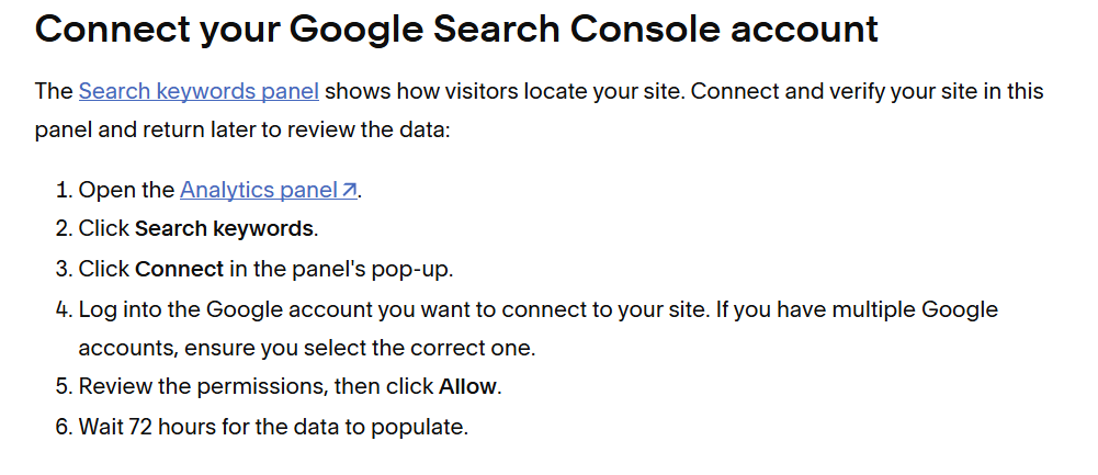 SEO for Squarespace analytics connect your GSC account