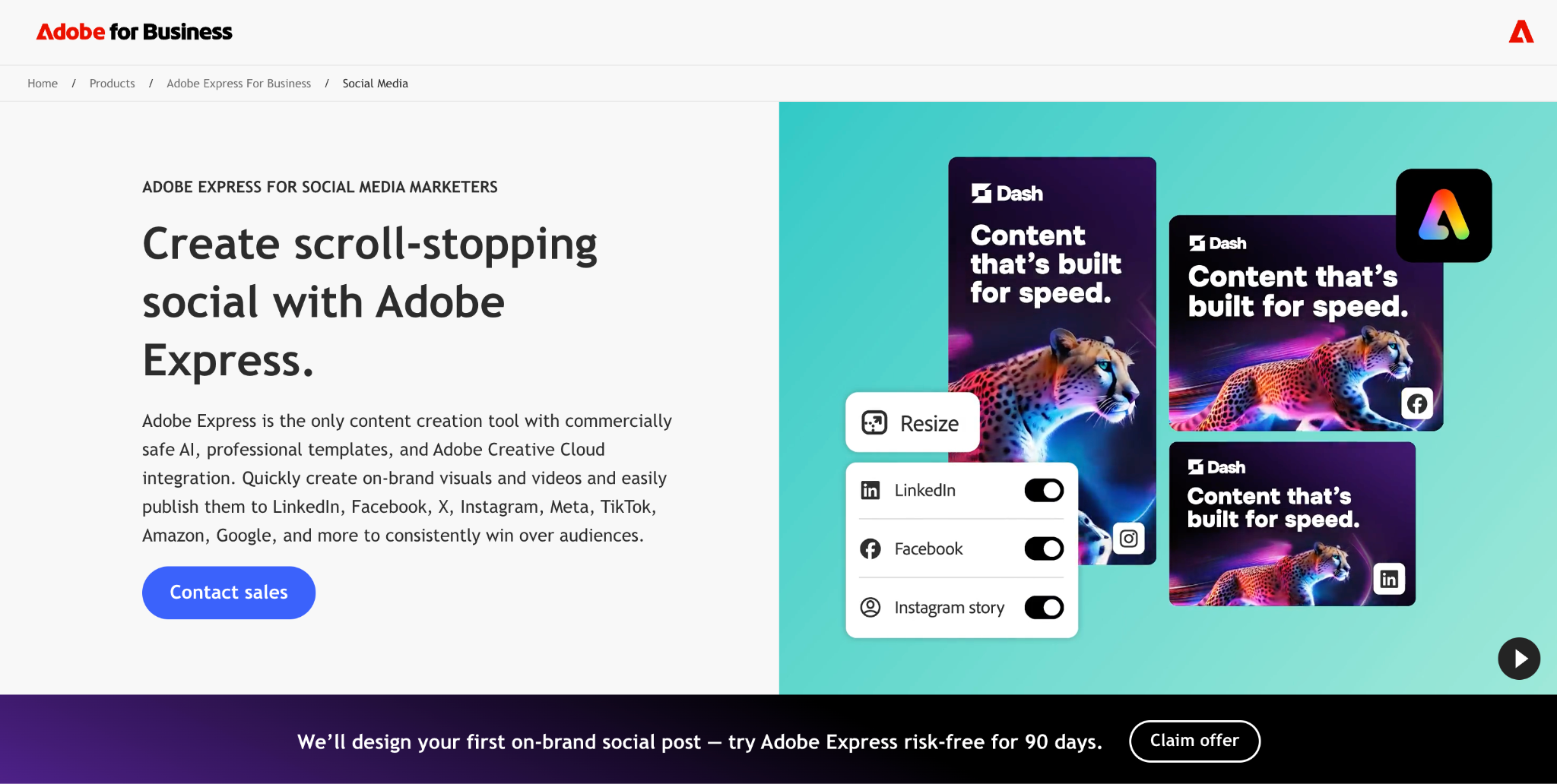 Adobe Express AI-powered social media platform